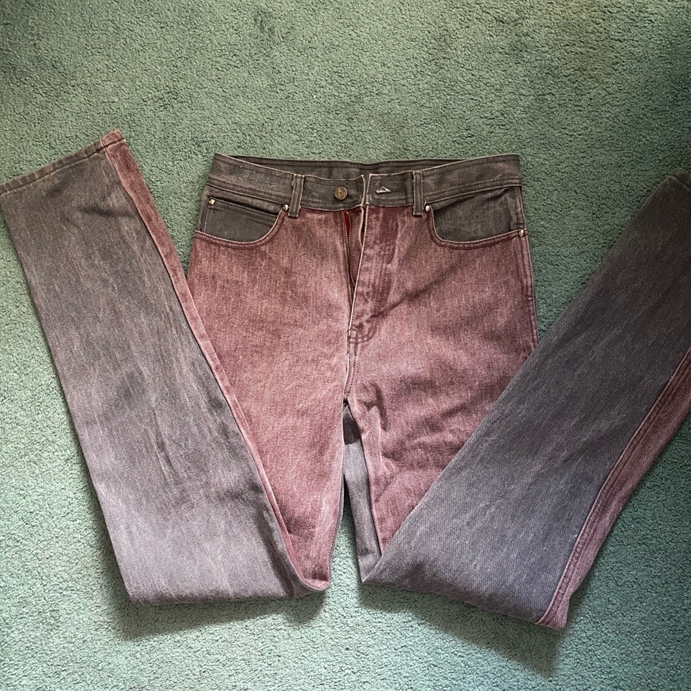 Two tone, high waist vintage tapered 80s Jeans